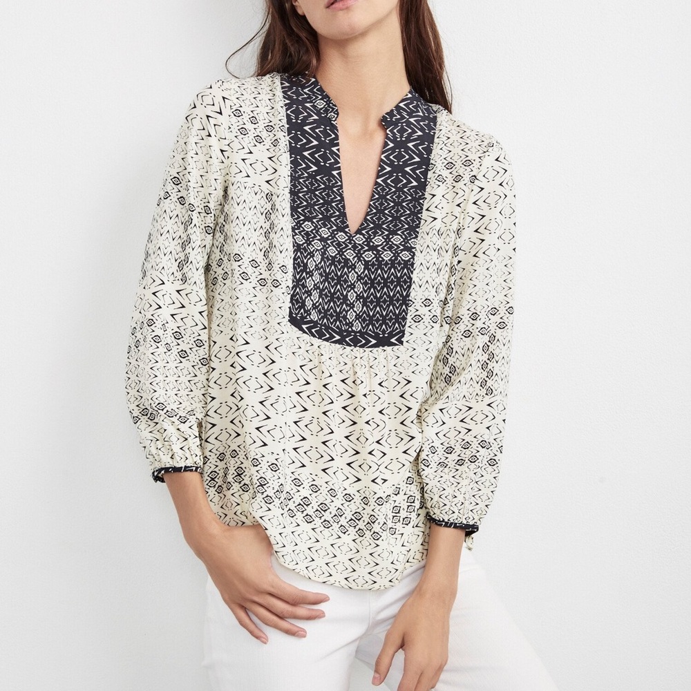 Velvet by Graham & Spencer Rubydelle Corsica Print Peasant Top